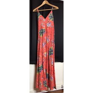Pink/Orange Peacock Maxi Beach Dress